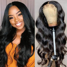 Load image into Gallery viewer, Msmerry Undetectable HD Lace Wig Body Wave 13*4 Swiss Lace Natural Black Hair Wigs 180% Density