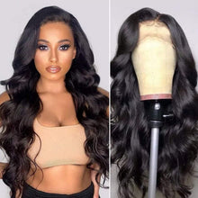 Load image into Gallery viewer, Msmerry Undetectable HD Lace Wig Body Wave 13*4 Swiss Lace Natural Black Hair Wigs 180% Density