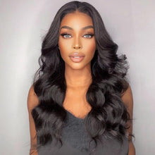 Load image into Gallery viewer, Msmerry Undetectable HD Lace Wig Body Wave 13*4 Swiss Lace Natural Black Hair Wigs 150% Density