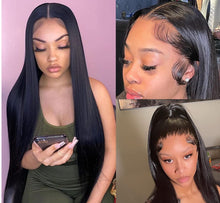 Load image into Gallery viewer, Msmerry Undetectable HD Lace Wig Straight Wave 13*4 Swiss Lace Natural Black Hair Wigs 150% Density