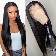 Load image into Gallery viewer, Msmerry Undetectable HD Lace Wig Straight Wave 13*4 Swiss Lace Natural Black Hair Wigs 150% Density