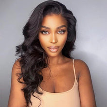 Load image into Gallery viewer, Msmerry Undetectable HD Lace Wig Body Wave 13*4 Swiss Lace Natural Black Hair Wigs 150% Density