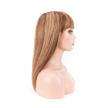 Load image into Gallery viewer, Msmerry Short Bob Wigs for Women Brazilian 100% Virgin Human Hair with Bangs Straight Pre Plucked 4/27 None Lace Front Wig Machine Made 8-14 inch