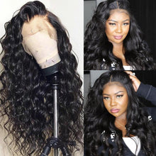 Load image into Gallery viewer, Msmerry 100% High Quality Virgin Human Hair Body Wave 13*4 Swiss Lace Natural Black Hair Wigs 150% Density
