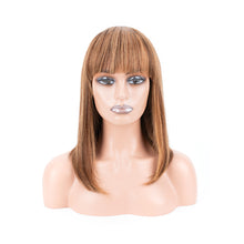 Load image into Gallery viewer, Msmerry Short Bob Wigs for Women Brazilian 100% Virgin Human Hair with Bangs Straight Pre Plucked 4/27 None Lace Front Wig Machine Made 8-14 inch