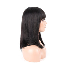 Load image into Gallery viewer, Msmerry Short Bob Wigs for Women Brazilian 100% Virgin Human Hair with Bangs Straight Pre Plucked 1B# None Lace Front Wig Machine Made 10-14 inch