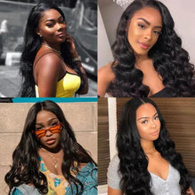 Load image into Gallery viewer, Msmerry 100% High Quality Virgin Human Hair Body Wave 4*4 Swiss Lace Natural Black Hair Wigs 180% Density