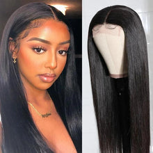 Load image into Gallery viewer, Msmerry 100% High Quality Virgin Human Hair Straight Wave 4*4 Swiss Lace Natural Black Hair Wigs 180% Density