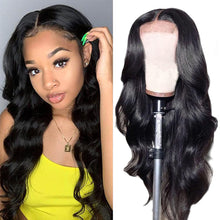 Load image into Gallery viewer, Msmerry Undetectable HD Lace Wig Body Wave 4*4 Swiss Lace Natural Black Hair Wigs 150% Density