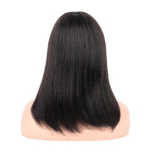 Load image into Gallery viewer, Msmerry Short Bob Wigs for Women Brazilian 100% Virgin Human Hair with Bangs Straight Pre Plucked 1B# None Lace Front Wig Machine Made 10-14 inch