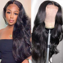 Load image into Gallery viewer, Msmerry 100% High Quality Virgin Human Hair Body Wave 5*5 Swiss Lace Natural Black Hair Wigs 150% Density