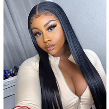 Load image into Gallery viewer, Msmerry 100% High Quality Virgin Human Hair Straight Wave 5*5 Swiss Lace Natural Black Hair Wigs 150% Density