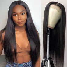 Load image into Gallery viewer, Msmerry 100% High Quality Virgin Human Hair Straight Wave 5*5 Swiss Lace Natural Black Hair Wigs 150% Density