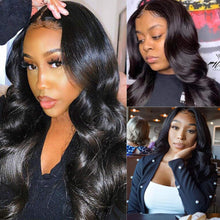 Load image into Gallery viewer, Msmerry 100% High Quality Virgin Human Hair Body Wave 5*5 Swiss Lace Natural Black Hair Wigs 150% Density