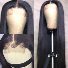 Load image into Gallery viewer, Msmerry 100% High Quality Virgin Human Hair Straight Wave 5*5 Swiss Lace Natural Black Hair Wigs 180% Density