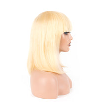 Load image into Gallery viewer, Msmerry Short Bob Wigs for Women Brazilian 100% Virgin Human Hair with Bangs Straight Pre Plucked 613# None Lace Front Wig Machine Made 8-14 inch