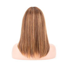 Load image into Gallery viewer, Msmerry Short Bob Wigs for Women Brazilian 100% Virgin Human Hair with Bangs Straight Pre Plucked 4/27 None Lace Front Wig Machine Made 8-14 inch