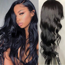 Load image into Gallery viewer, Msmerry 100% High Quality Virgin Human Hair Body Wave 4*4 Swiss Lace Natural Black Hair Wigs 150% Density