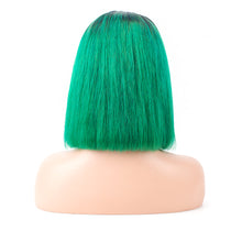 将图片加载到图库查看器，Msmerry Straight 1B Green Color Short BoB Wig Lace Front Wigs Pre Plucked Brazilian Hair Wig
