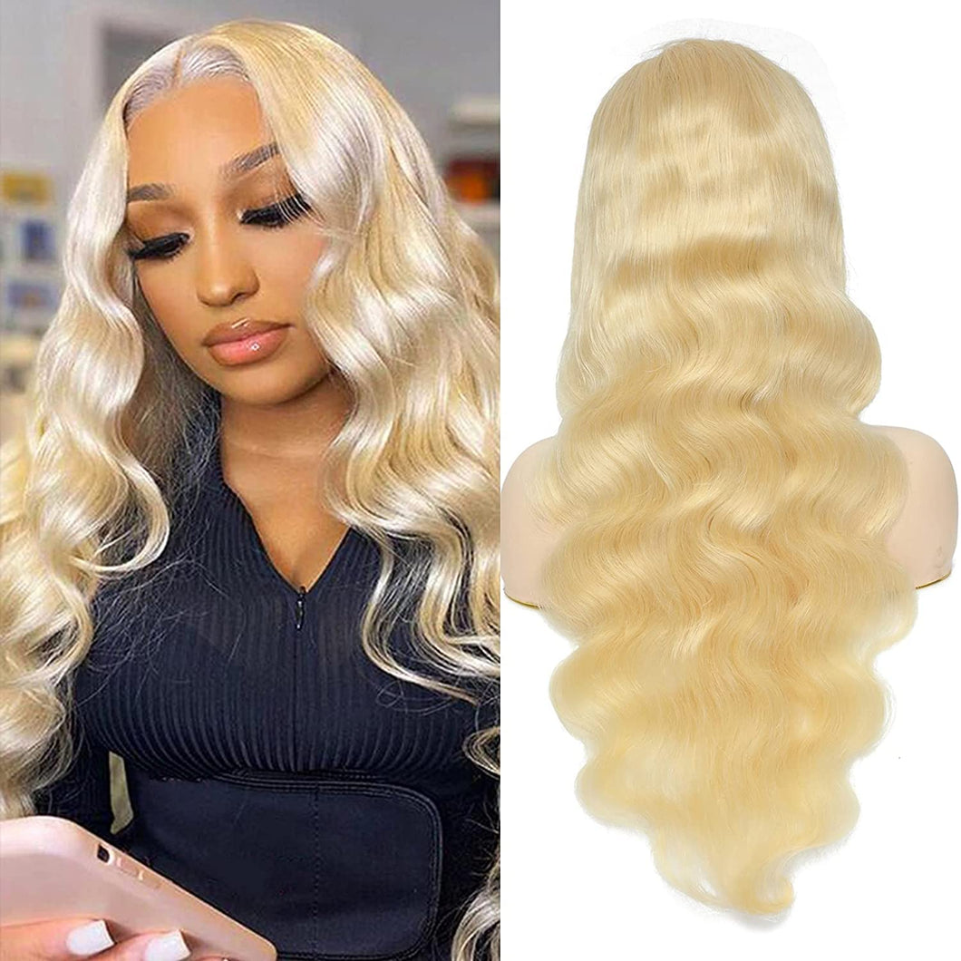 Msmerry 100% High Quality Virgin Human Hair Body Wave 4*4 Swiss Lace 613 Wigs 150%  Density